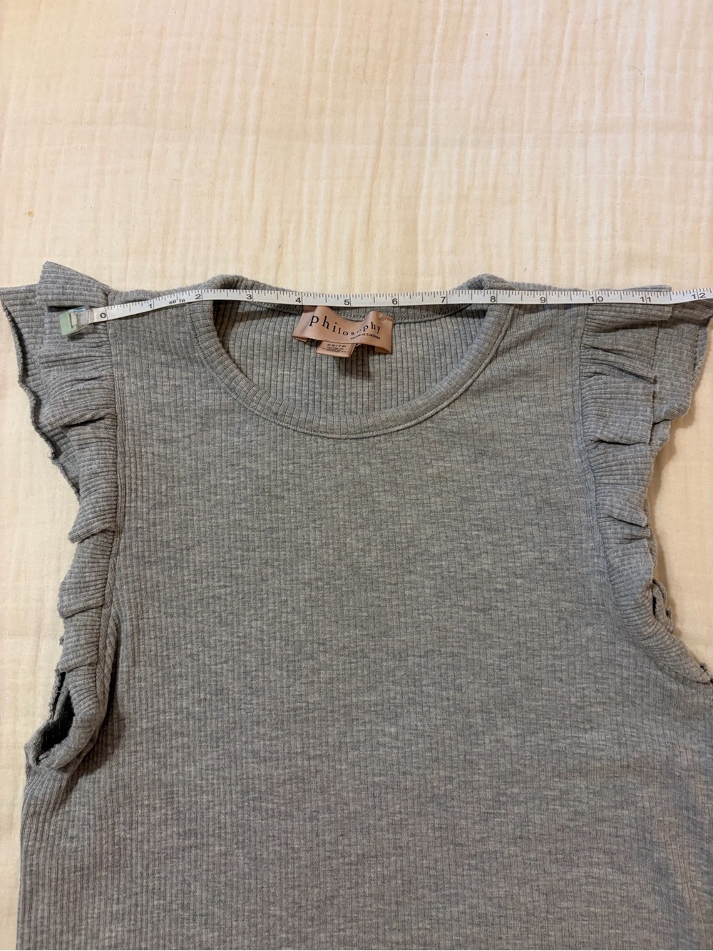 Philosophy Heather Gray Ribbed Ruffle Tank - Picture 7 of 8